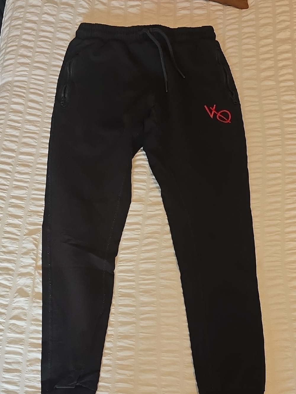 Black Jogger Sweatpants with Red XO Logo